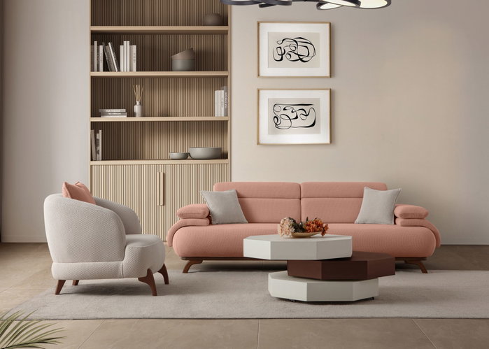 Atelier Del Sofa Bonjo Walnut - Powder Sofá de 3 Plazas